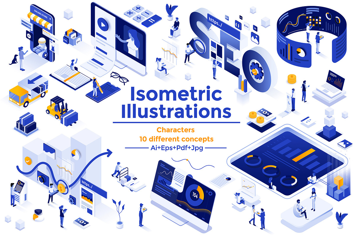 Modern isometric illustration in Illustrations - product preview 8
