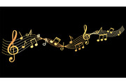 Gold music notes bacground