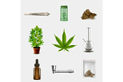 Medical marijuana objects set