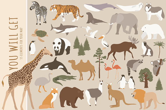 Animal World Map Creator in Illustrations - product preview 1