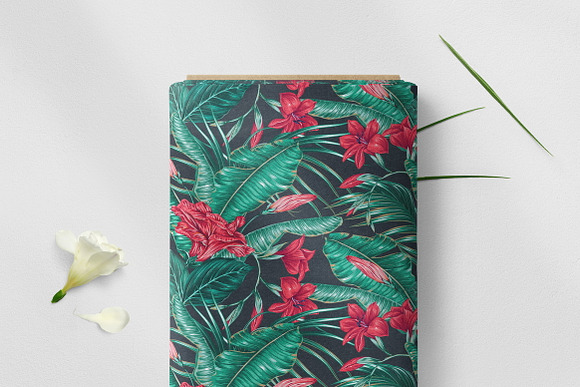 Tropical flowers,leaves pattern in Patterns - product preview 1