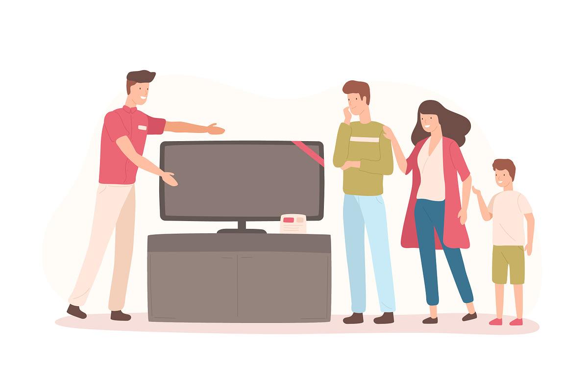 Family buy TV in Illustrations - product preview 8
