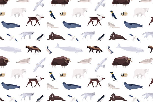 Polar animals seamless pattern