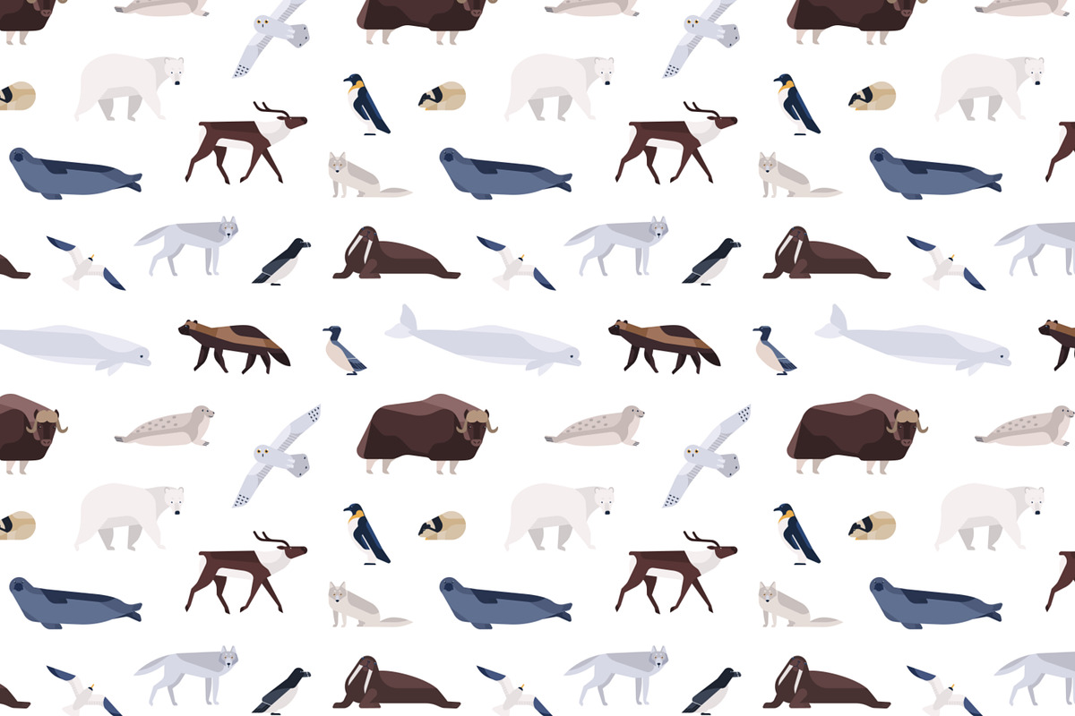 Polar animals seamless pattern in Patterns - product preview 8