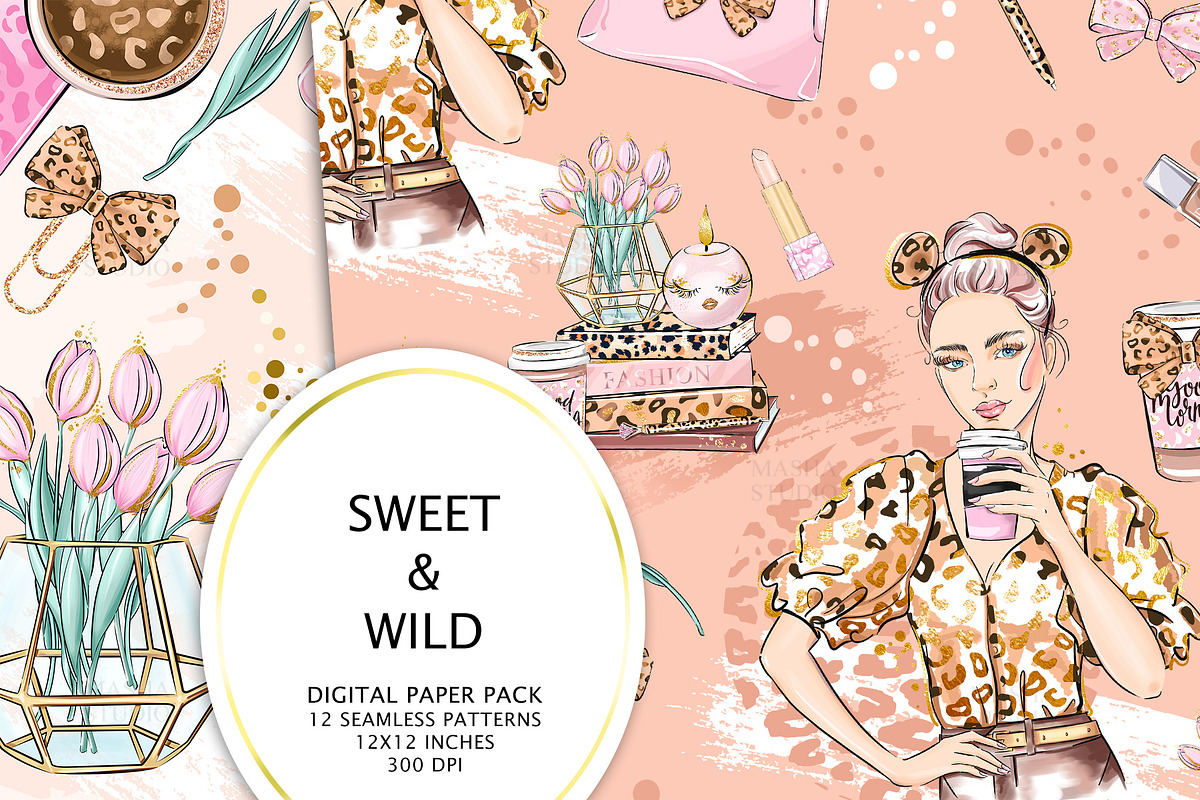 SWEET & WILD digital papers in Patterns - product preview 8
