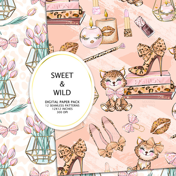 SWEET & WILD digital papers in Patterns - product preview 1
