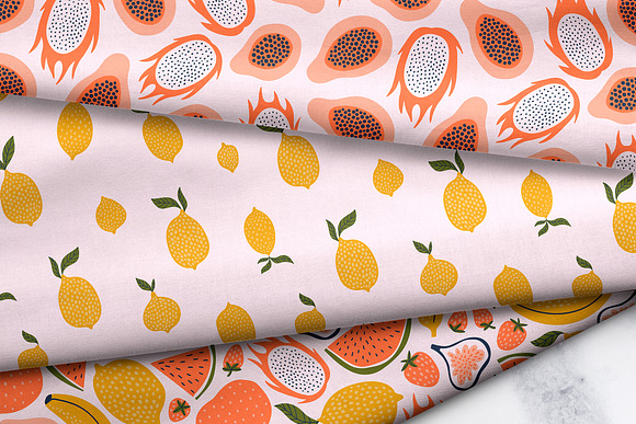 Exotic fruits seamless patterns in Patterns - product preview 2