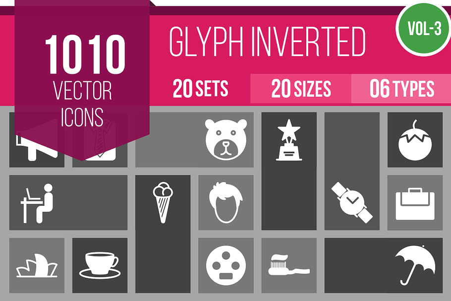 1010 Glyph Inverted Icons (V3) in Graphics - product preview 8