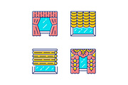 Window blinds color icons set