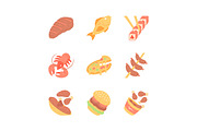 Restaurant menu flat design icons
