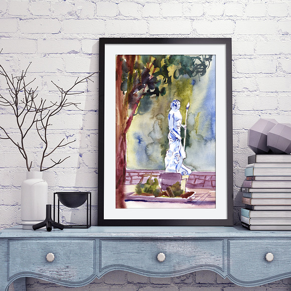 5 watercolor summer landscapes in Illustrations - product preview 3