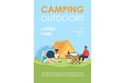 Camping outdoors brochure template