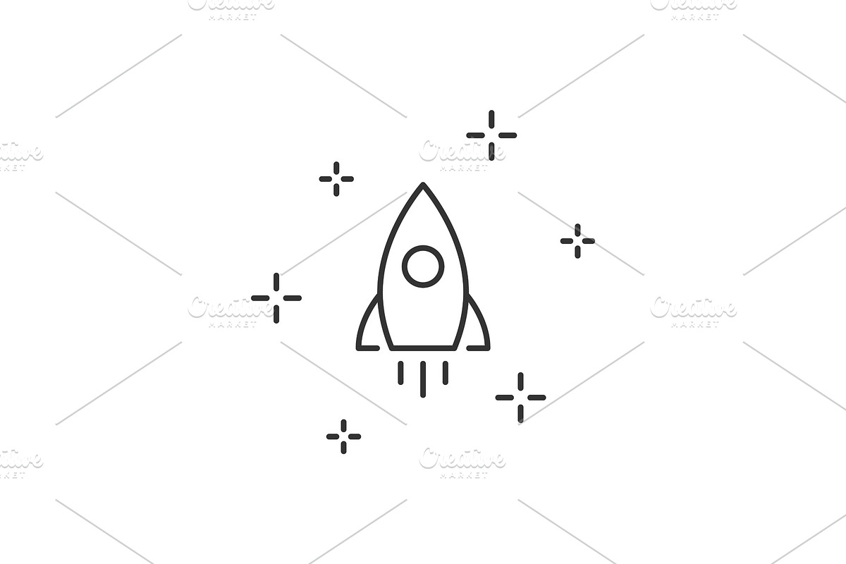 Rocket launch linear icon on white in Illustrations - product preview 8