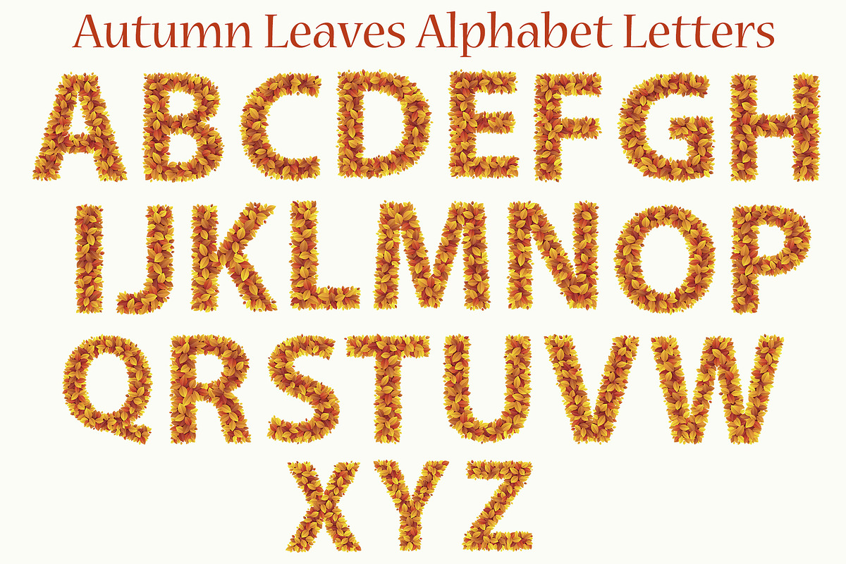 Autumn leaves alphabet letters in Objects - product preview 8