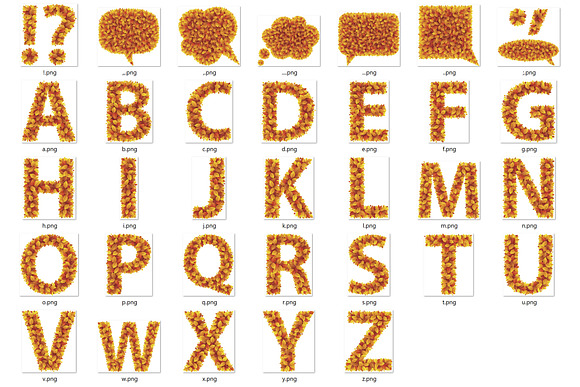 Autumn leaves alphabet letters in Objects - product preview 1