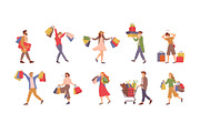 Shopping People, Man and Woman with