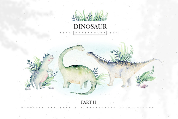 Dino. Watercolor collection. Part II