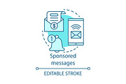 Sponsored messages blue concept icon