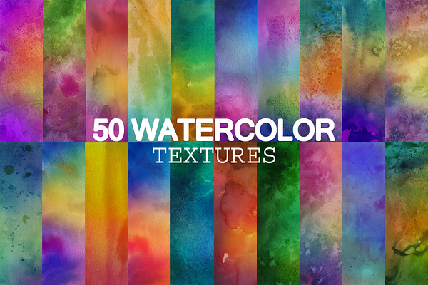 50 Watercolor Textures, Papers