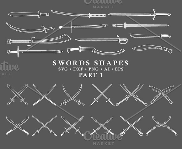 Sword Shapes & Crossed Swords Vector in Illustrations - product preview 1