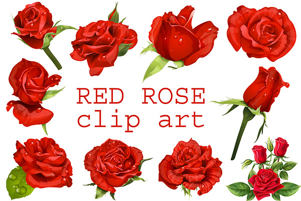 10 Red Rose Clipart, Bouquet