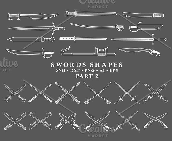 Sword Shapes & Crossed Swords Vector in Illustrations - product preview 1