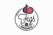 Figs fruit logo. Round linear logo.