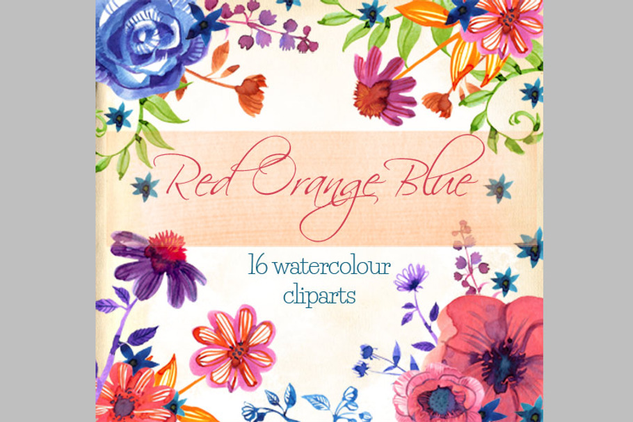 Red Orange Blue - 16 cliparts set in Illustrations - product preview 8