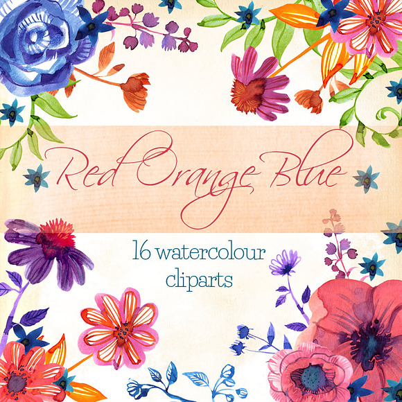 Red Orange Blue - 16 cliparts set in Illustrations - product preview 1