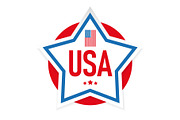 USA flag stripes and star symbol