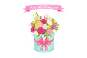 Spring Bouquet of Rose Flowers Pink