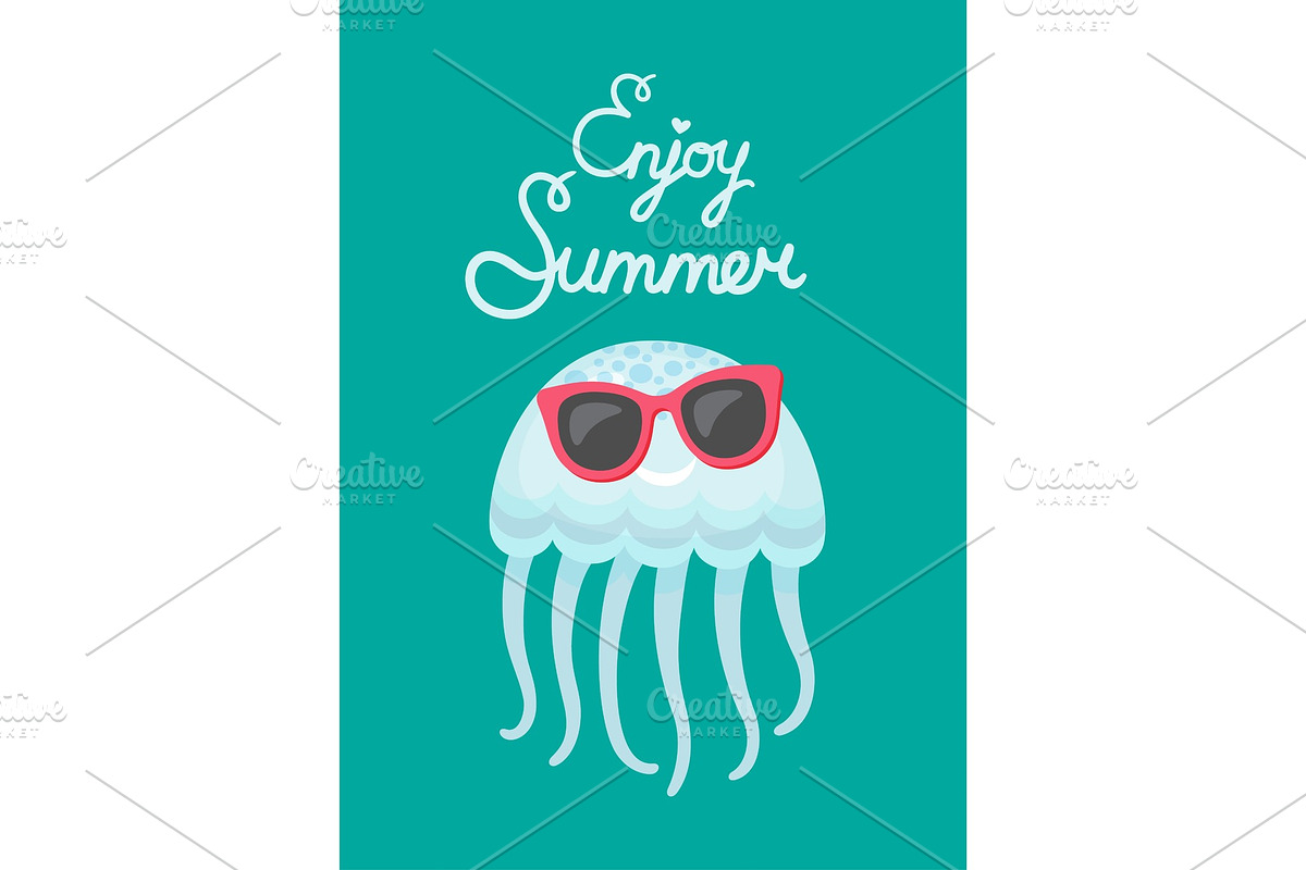 Enjoy Summer Blue Cute Jellyfish in Illustrations - product preview 8
