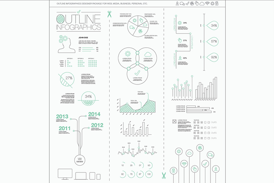 Outline Vector Infographics in Illustrations - product preview 8
