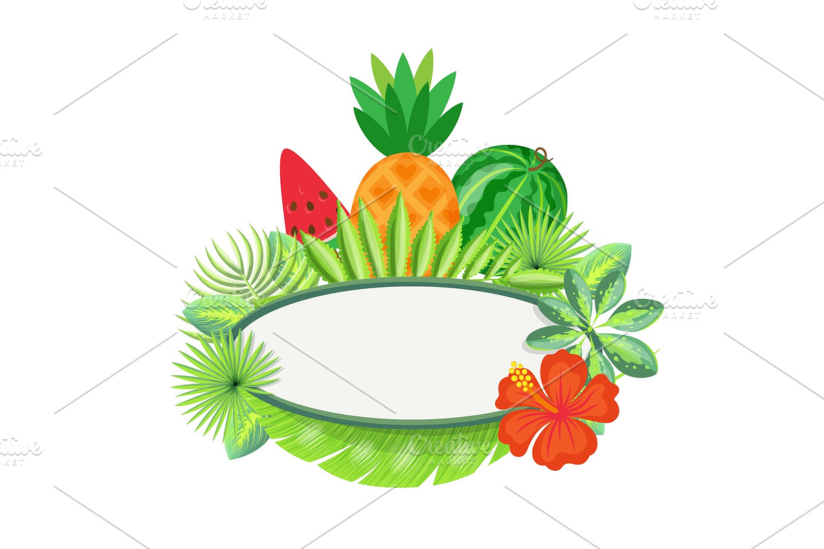 Frame with Tropical Fruits, Exotic in Illustrations - product preview 8