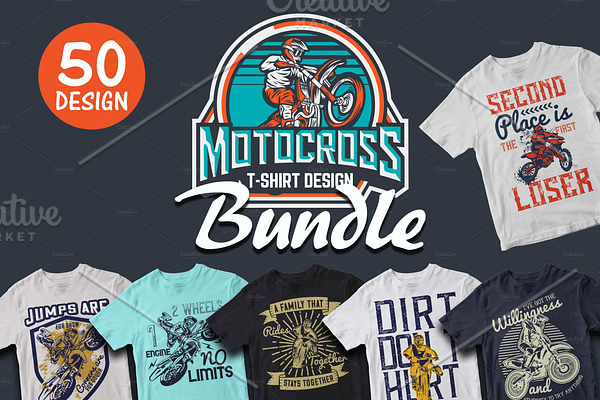 50 Editable Motocross T shirt Design