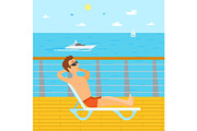 Man Relaxing on Vacation Chaise