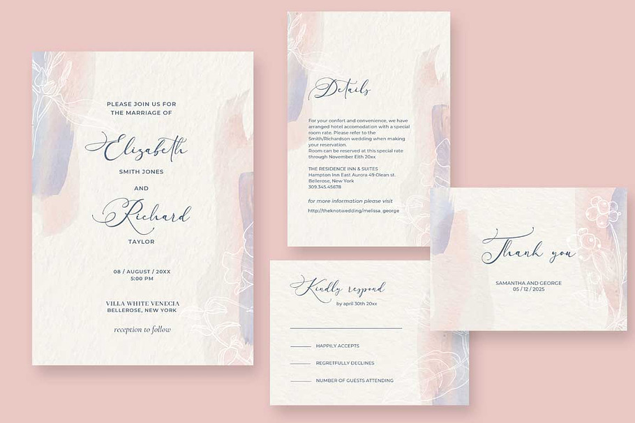Soft pink and blue Wedding Set in Wedding Templates - product preview 8