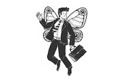 Businessman butterfly wings sketch