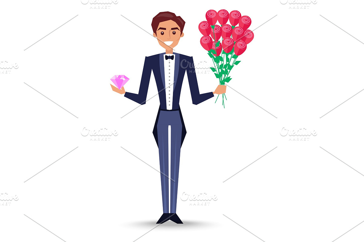 Joyful Man in Jacket with Bow-tie in Illustrations - product preview 8