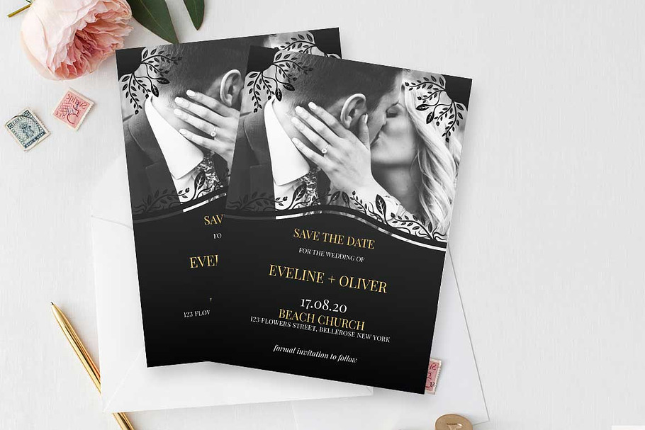 Gold and black Save the Date in Card Templates - product preview 8