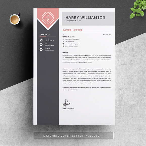 One Page Resume Template in Letter Templates - product preview 2