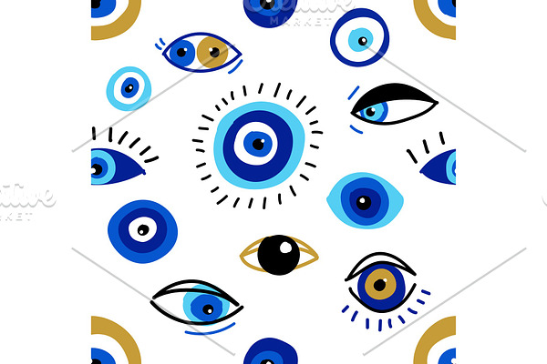 Seamless pattern with evil eyes