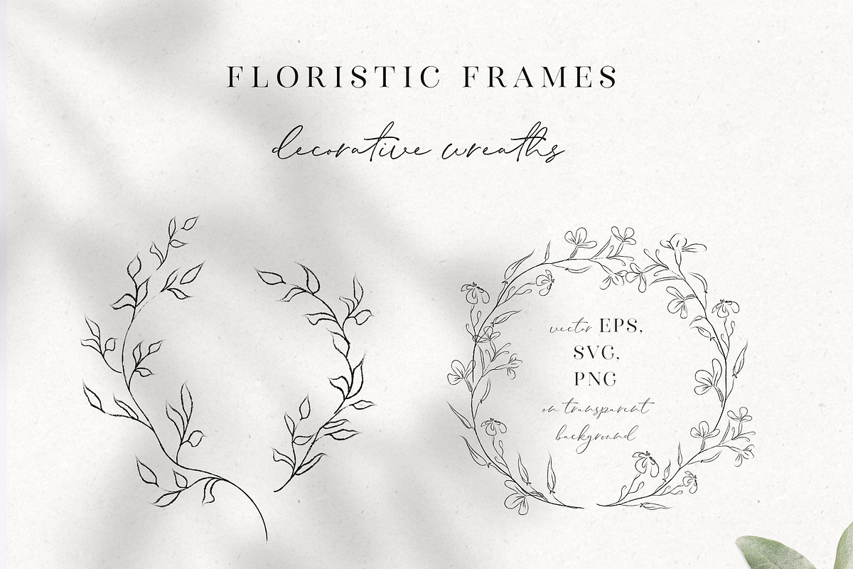 Line Drawn Floral Wreaths, Sprigs in Illustrations - product preview 8