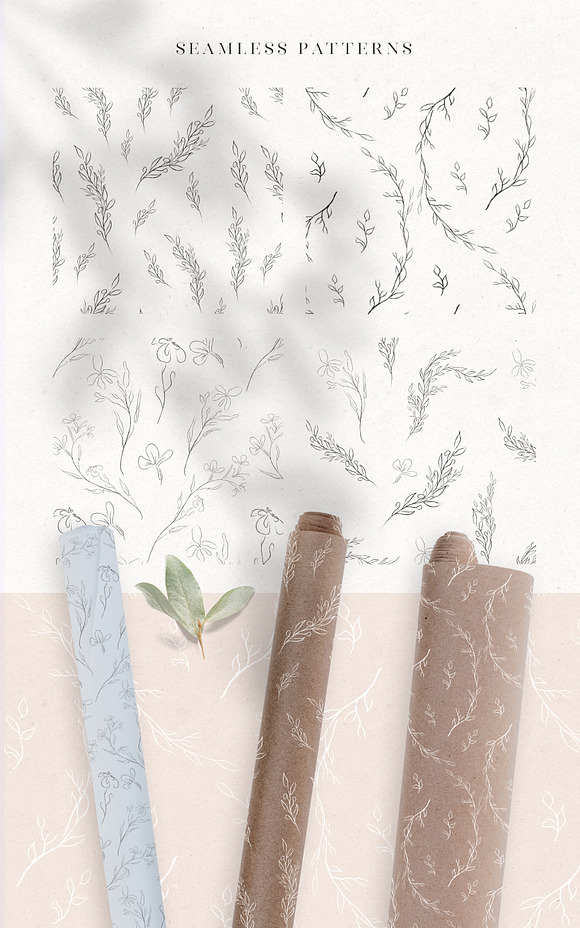 Line Drawn Floral Wreaths, Sprigs in Illustrations - product preview 4