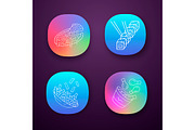 Fast food app icons set