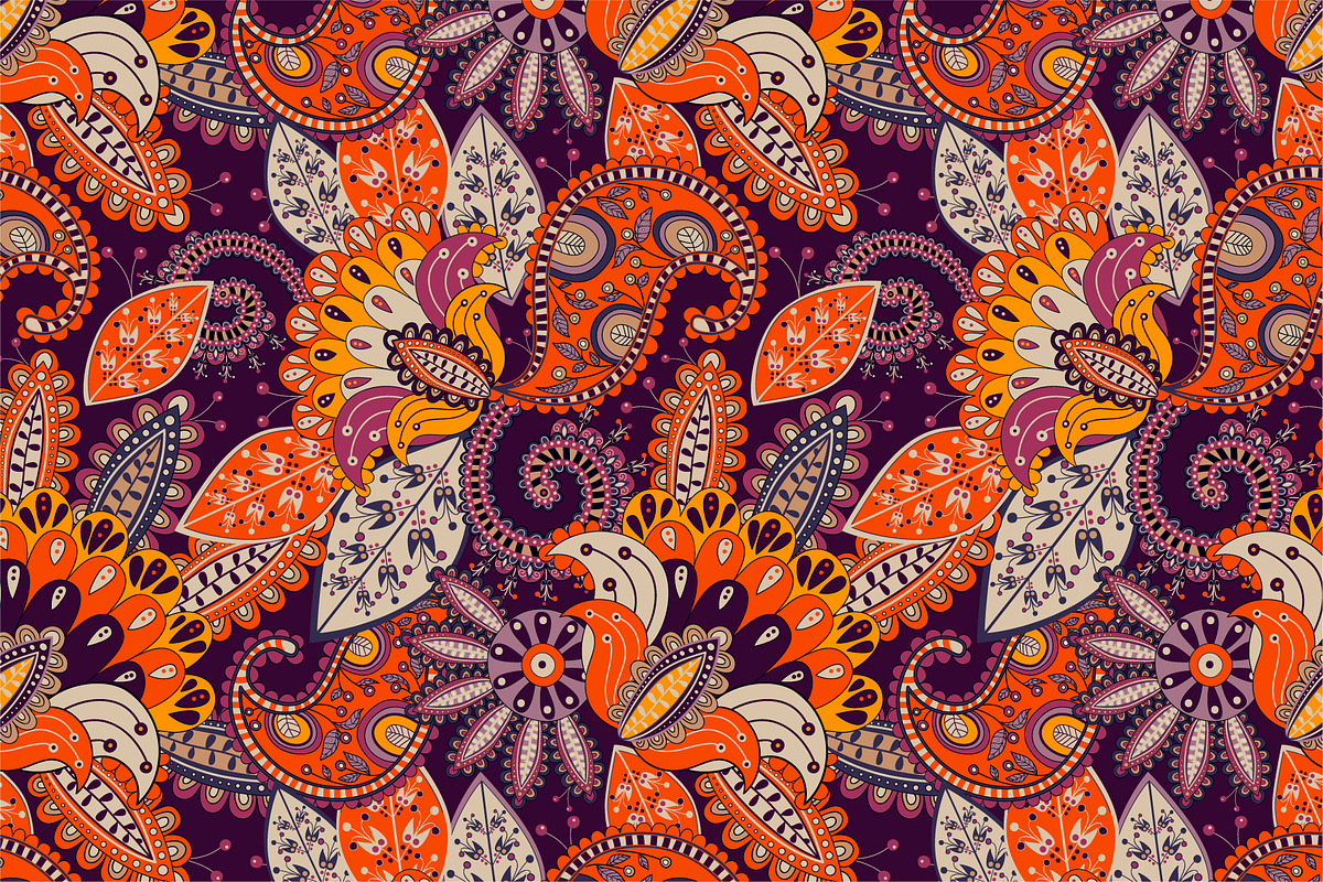 Orange Paisley pattern. Vector CustomDesigned Graphic