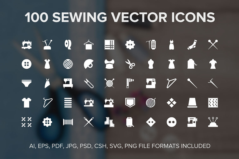 100 Sewing Vector Icons in Graphics - product preview 8