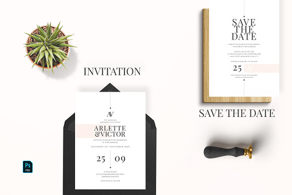 Minimal Blush Wedding Invitation in Wedding Templates - product preview 1