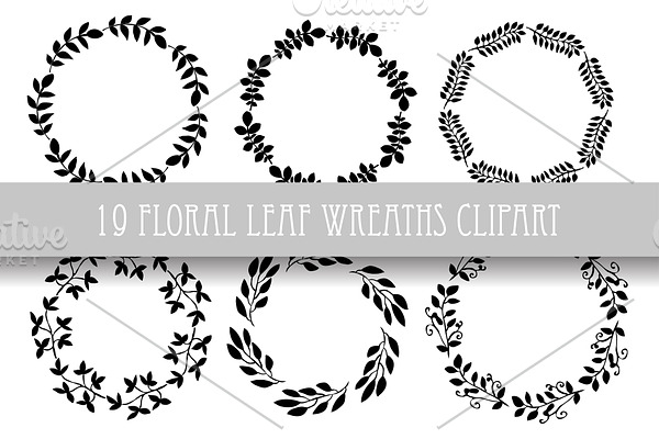 19 Floral Leaf Wreaths Clipart
