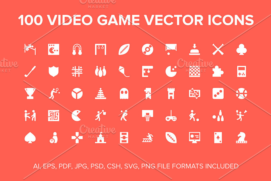 100 Video Game Vector Icons